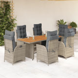 vidaXL 7-delige Tuinset met kussens poly rattan zwart