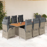vidaXL 7-delige Tuinset met kussens poly rattan zwart