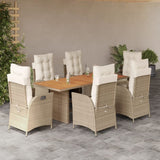 vidaXL 7-delige Tuinset met kussens poly rattan zwart