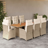 vidaXL 7-delige Tuinset met kussens poly rattan zwart
