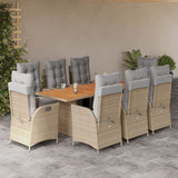 vidaXL 7-delige Tuinset met kussens poly rattan zwart