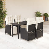vidaXL 3-Piece Garden Lounge Set with Cushions Poly Rattan Black
