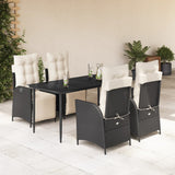 vidaXL 3-Piece Garden Lounge Set with Cushions Poly Rattan Black