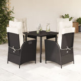 vidaXL 3-Piece Garden Lounge Set with Cushions Poly Rattan Black