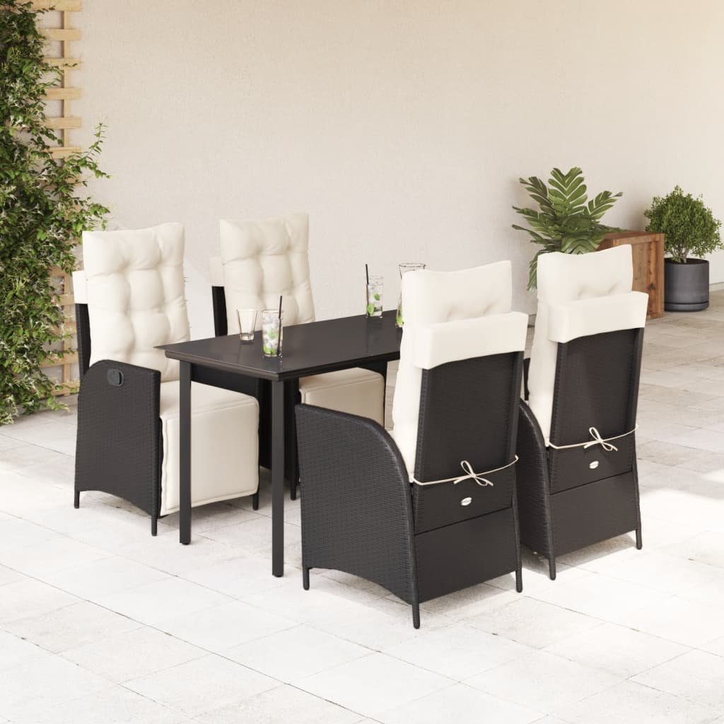 vidaXL 3-Piece Garden Lounge Set with Cushions Poly Rattan Black