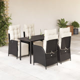 vidaXL 3-Piece Garden Lounge Set with Cushions Poly Rattan Black