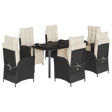 vidaXL 3-Piece Garden Lounge Set with Cushions Poly Rattan Black