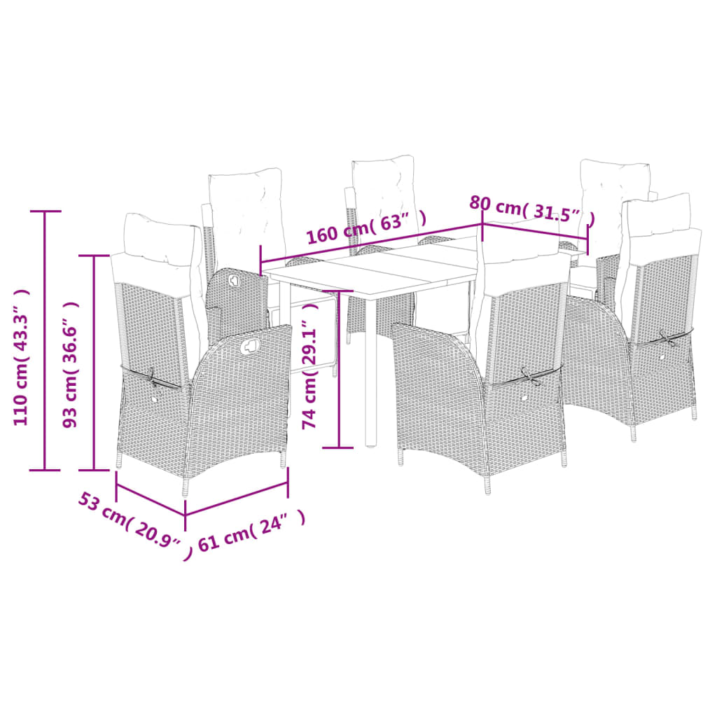 vidaXL 3-Piece Garden Lounge Set with Cushions Poly Rattan Black