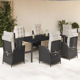 vidaXL 3-Piece Garden Lounge Set with Cushions Poly Rattan Black