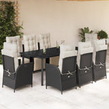 vidaXL 3-Piece Garden Lounge Set with Cushions Poly Rattan Black