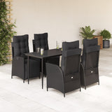 vidaXL 3-delige Tuinset met kussens poly rattan zwart