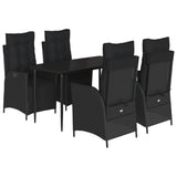 vidaXL 3-delige Tuinset met kussens poly rattan zwart