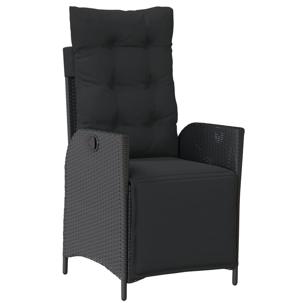 vidaXL 3-delige Tuinset met kussens poly rattan zwart