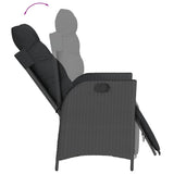 vidaXL 3-delige Tuinset met kussens poly rattan zwart