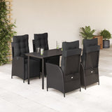 vidaXL 3-delige Tuinset met kussens poly rattan zwart