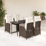 vidaXL 3-delige Tuinset met kussens poly rattan bruin