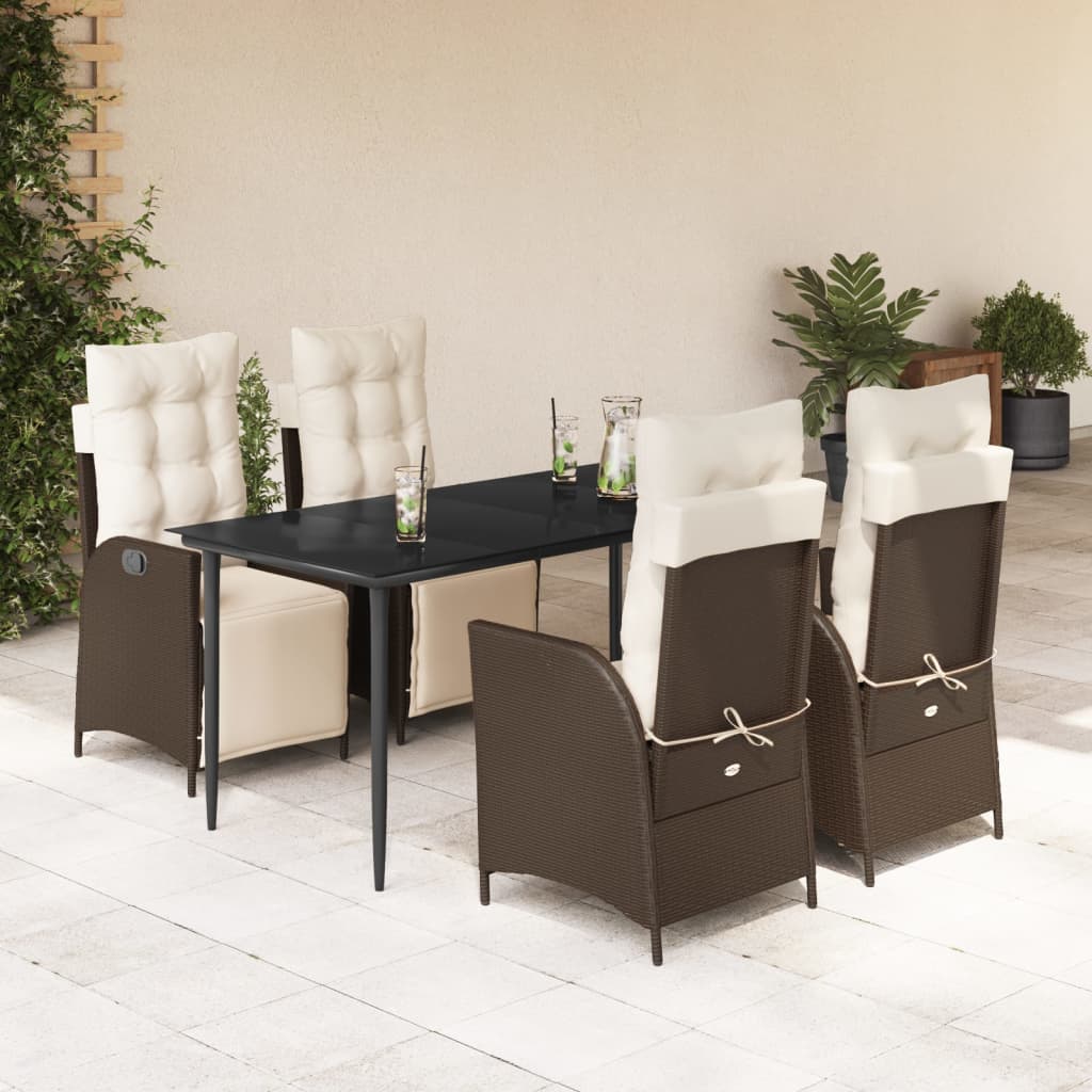 vidaXL 3-delige Tuinset met kussens poly rattan bruin