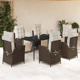 vidaXL 3-delige Tuinset met kussens poly rattan bruin