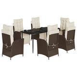 vidaXL 3-delige Tuinset met kussens poly rattan bruin