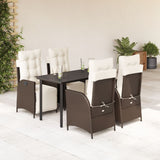 vidaXL 3-delige Tuinset met kussens poly rattan bruin