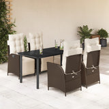 vidaXL 3-delige Tuinset met kussens poly rattan bruin