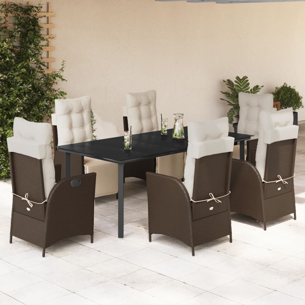 vidaXL 3-delige Tuinset met kussens poly rattan bruin