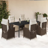 vidaXL 3-delige Tuinset met kussens poly rattan bruin