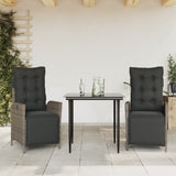 vidaXL 3-Piece Garden Lounge Set with Cushions Poly Rattan Grey