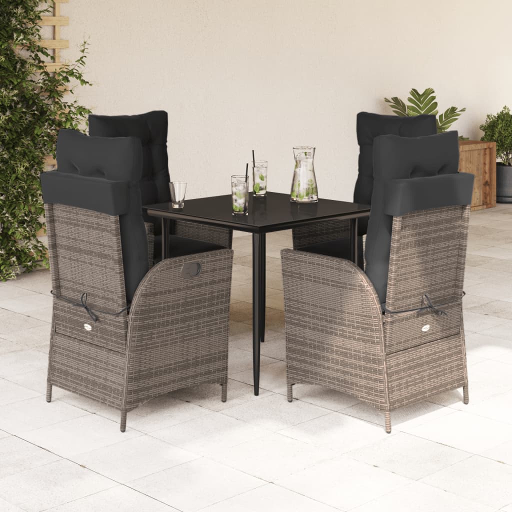 vidaXL 3-Piece Garden Lounge Set with Cushions Poly Rattan Grey