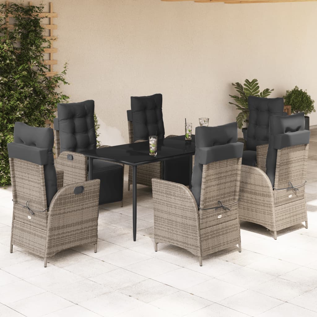 vidaXL 3-Piece Garden Lounge Set with Cushions Poly Rattan Grey