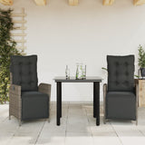 vidaXL 3-Piece Garden Lounge Set with Cushions Poly Rattan Grey
