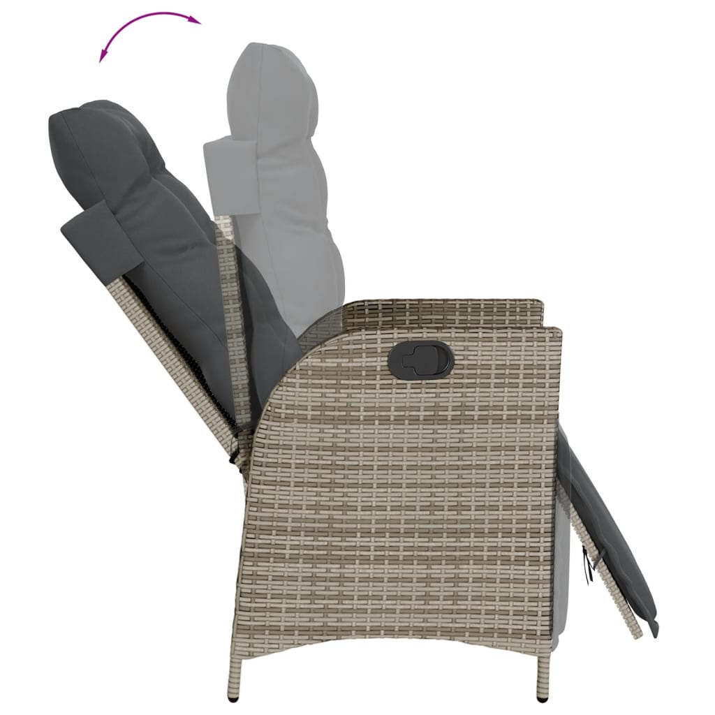 vidaXL 3-Piece Garden Lounge Set with Cushions Poly Rattan Grey