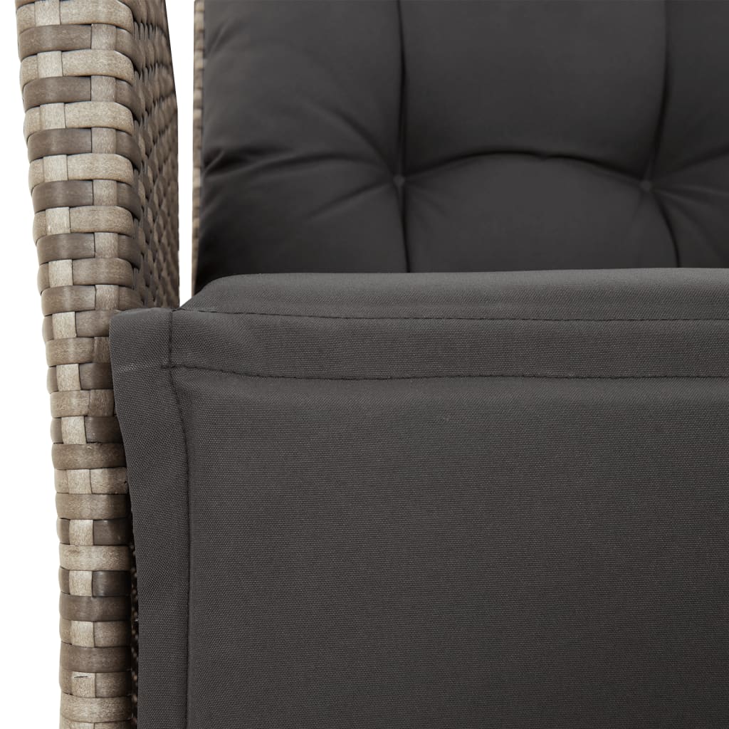 vidaXL 3-Piece Garden Lounge Set with Cushions Poly Rattan Grey