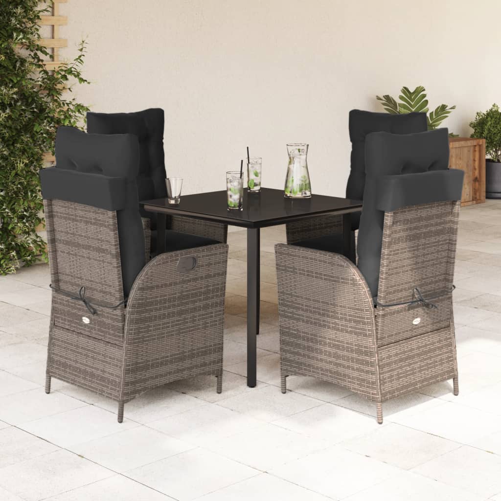 vidaXL 3-Piece Garden Lounge Set with Cushions Poly Rattan Grey