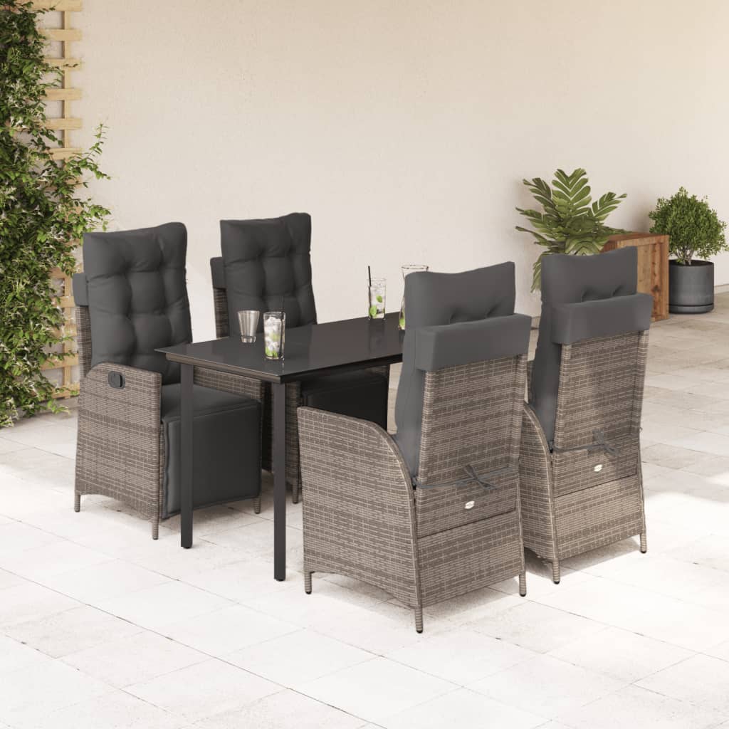 vidaXL 3-Piece Garden Lounge Set with Cushions Poly Rattan Grey