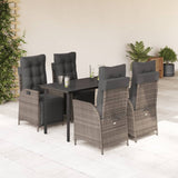 vidaXL 3-Piece Garden Lounge Set with Cushions Poly Rattan Grey
