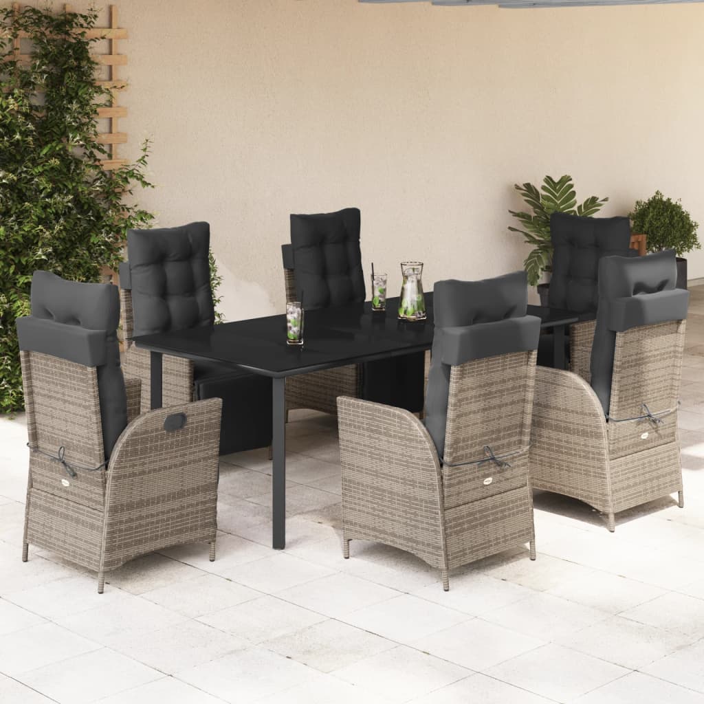 vidaXL 3-Piece Garden Lounge Set with Cushions Poly Rattan Grey