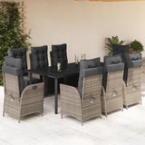 vidaXL 3-Piece Garden Lounge Set with Cushions Poly Rattan Grey