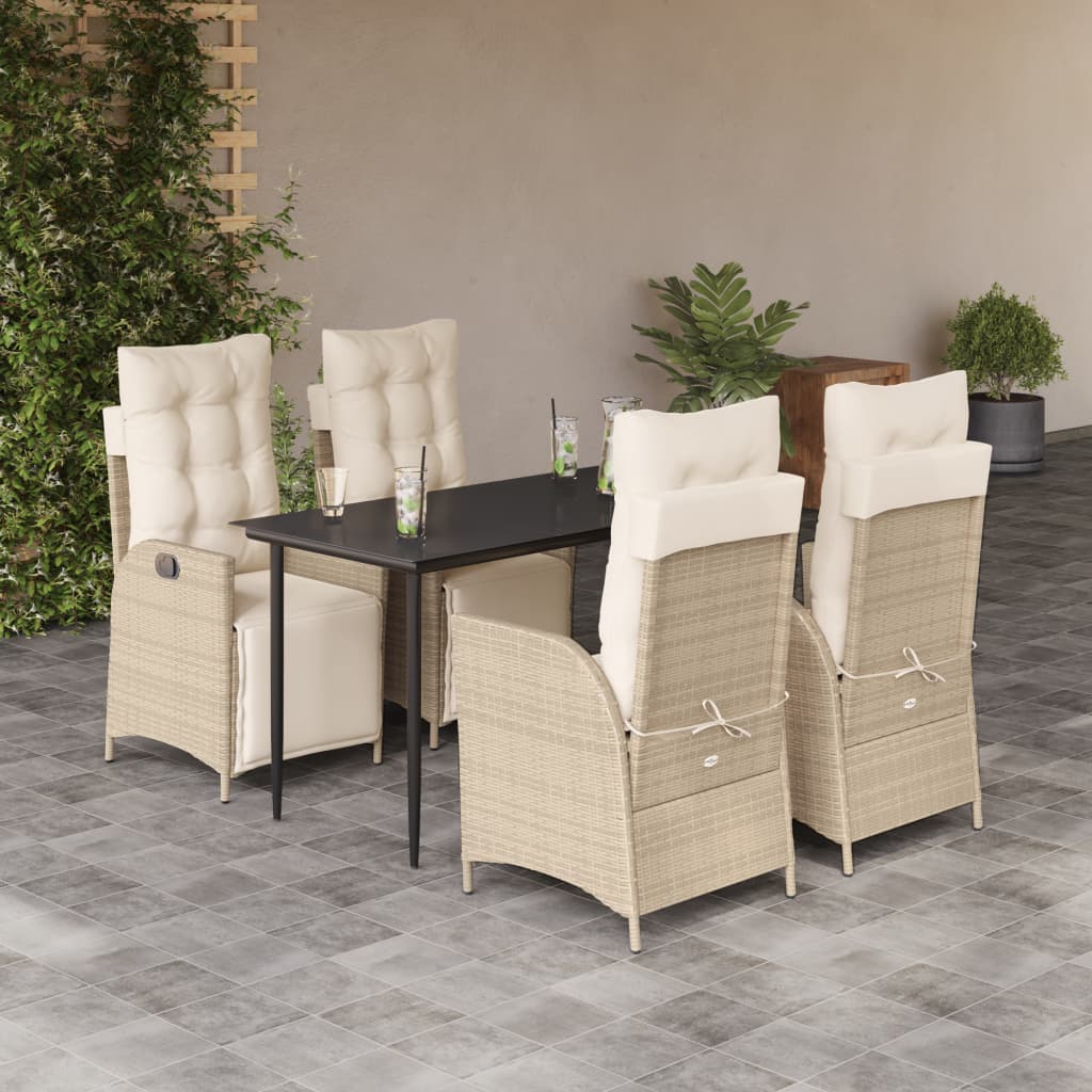 vidaXL 3-Piece Garden Lounge Set with Cushions Poly Rattan Beige