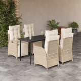 vidaXL 3-Piece Garden Lounge Set with Cushions Poly Rattan Beige