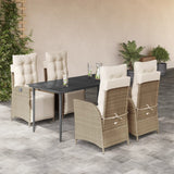 vidaXL 3-Piece Garden Lounge Set with Cushions Poly Rattan Beige