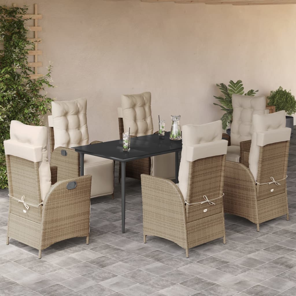vidaXL 3-Piece Garden Lounge Set with Cushions Poly Rattan Beige