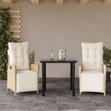 vidaXL 3-Piece Garden Lounge Set with Cushions Poly Rattan Beige