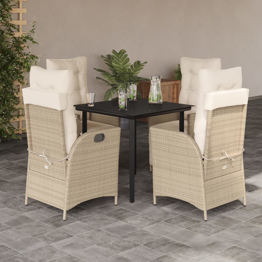 vidaXL 3-Piece Garden Lounge Set with Cushions Poly Rattan Beige