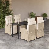 vidaXL 3-Piece Garden Lounge Set with Cushions Poly Rattan Beige