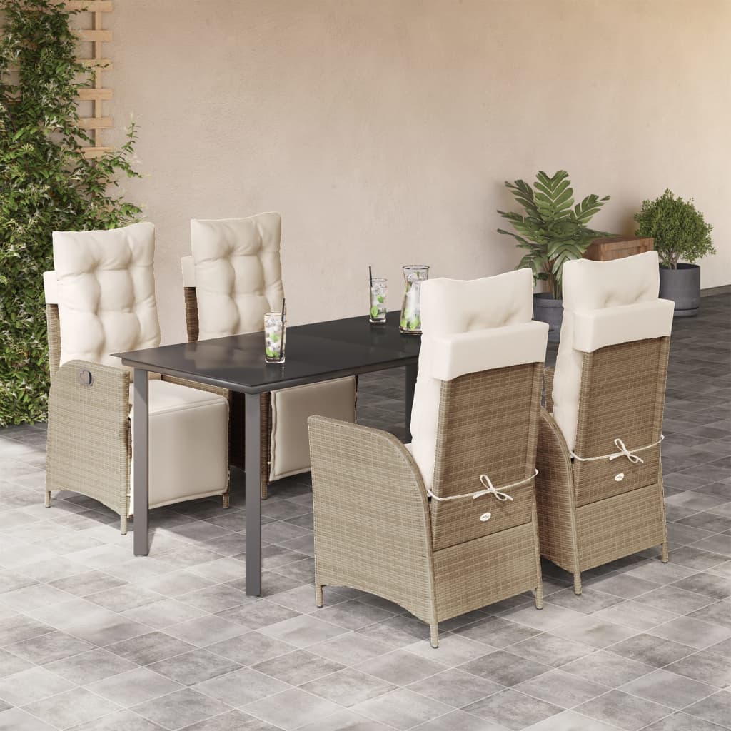 vidaXL 3-Piece Garden Lounge Set with Cushions Poly Rattan Beige