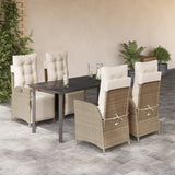 vidaXL 3-Piece Garden Lounge Set with Cushions Poly Rattan Beige