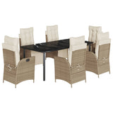 vidaXL 3-Piece Garden Lounge Set with Cushions Poly Rattan Beige