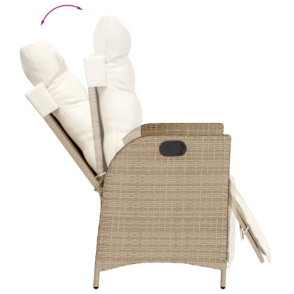 vidaXL 3-Piece Garden Lounge Set with Cushions Poly Rattan Beige