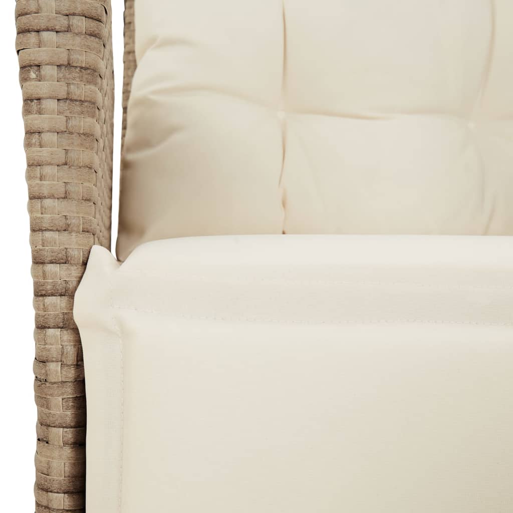 vidaXL 3-Piece Garden Lounge Set with Cushions Poly Rattan Beige